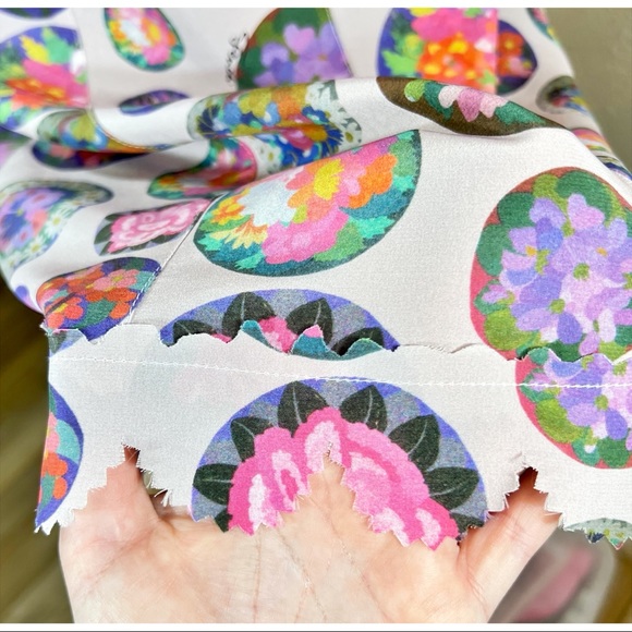 Fendi Colorful 100% Silk Midi Logo Skirt W/ Jagged Trim - Picture 7 of 11